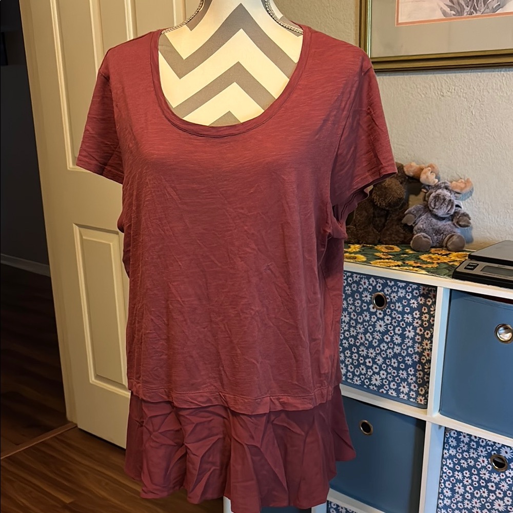 Style & Co. Mauve Layered Short Sleeve Top